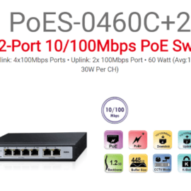 סוויץ Provision 4+2 PORT 10/100Mbps PoE 30W per Channel